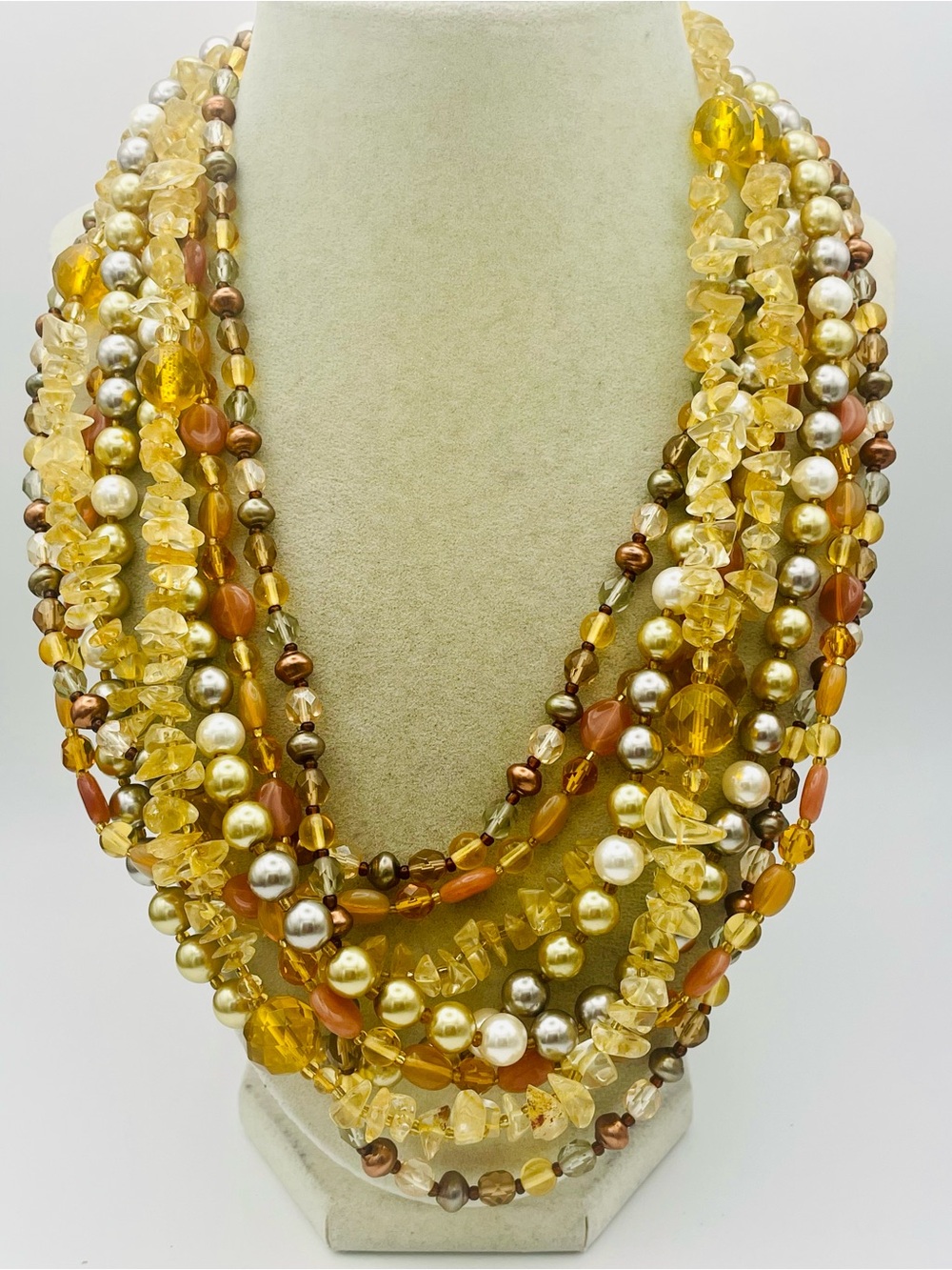 Joan Rivers Vintage 4 Strand Torsade Beaded Necklace. Czech Glass. 44 inches